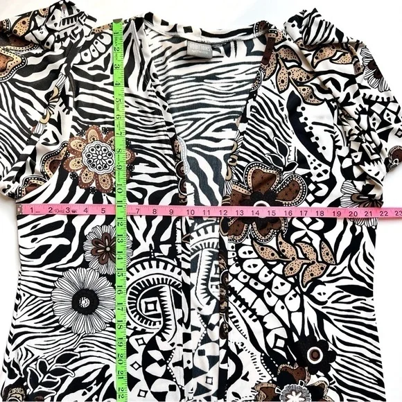 Chico’s Additions open long cardigan floral geometric jersey sz 1 or 2 - Picture 8 of 10